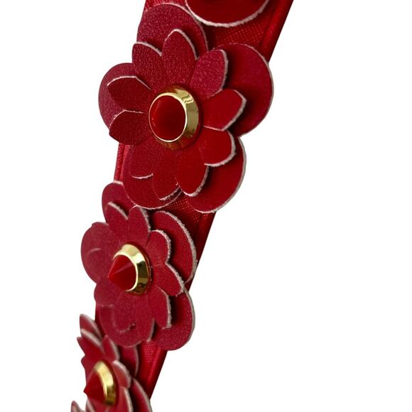 New Red Colored Flowers PU Leather Shoulder/Crossbody Bag Strap - Picture 4 of 6